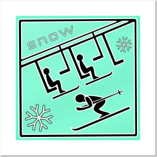 雪 / Snow (Mint Green BackGround) Posters and Art